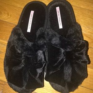Victoria secret black bow slippers